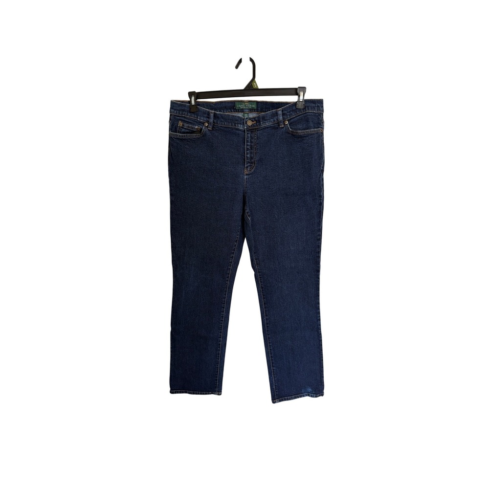 Lauren Jeans Co Ralph Lauren Womens Dark Wash Straight Leg Denim Jeans 14